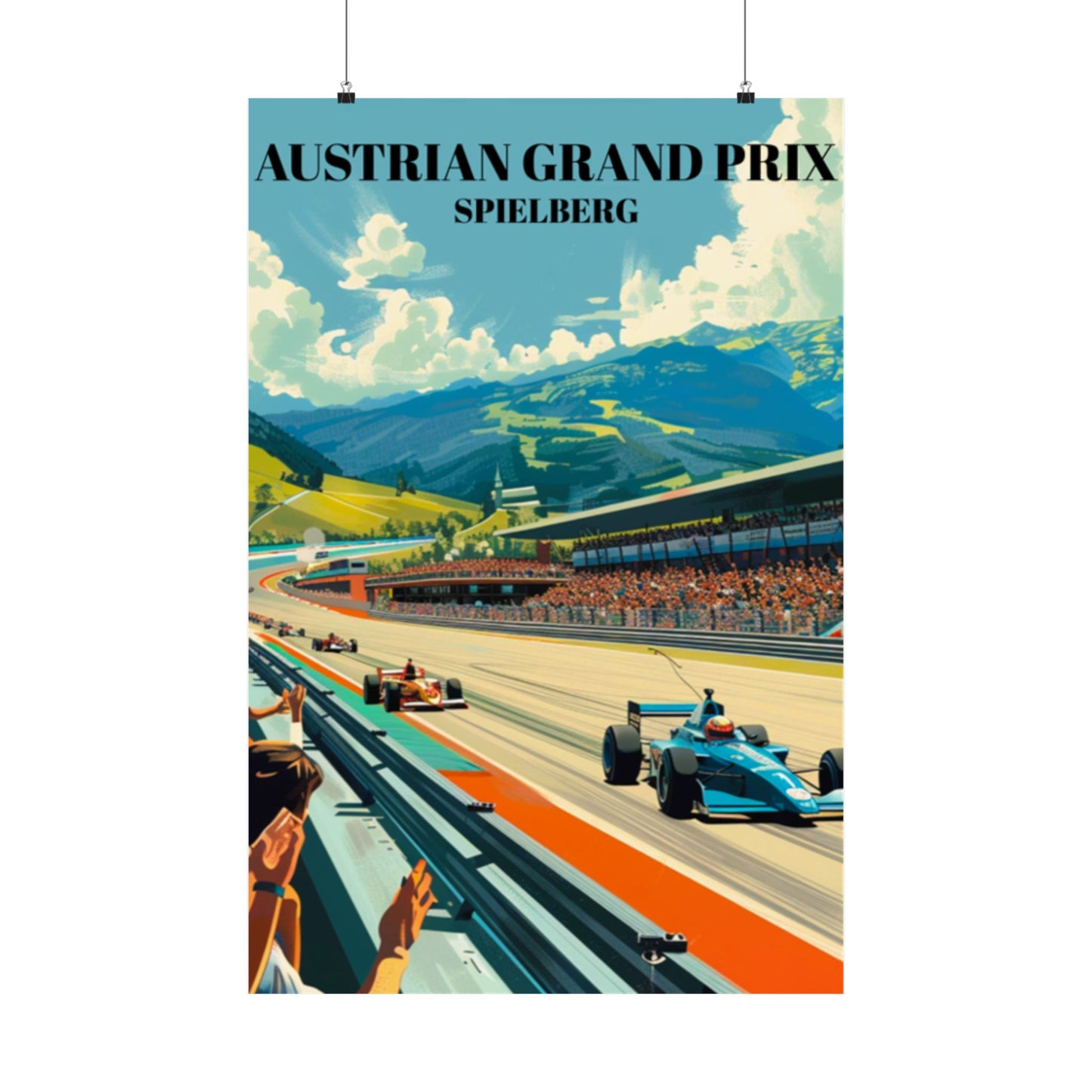Austrian Grand Prix Spielberg Travel Poster, F1 Racing Circuit Illustration