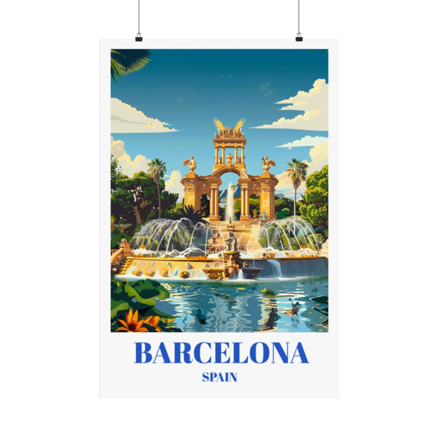 Stunning Parc de la Ciutadella Travel Poster - Barcelona Spain City Park Print Wall Art