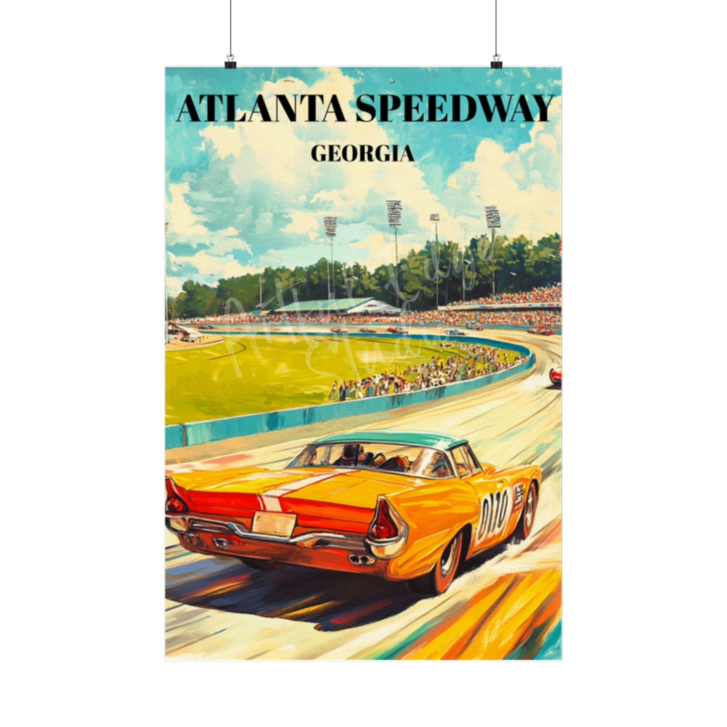 Atlanta Speedway Travel Poster, Racing Art Print, Georgia NASCAR Memorabilia
