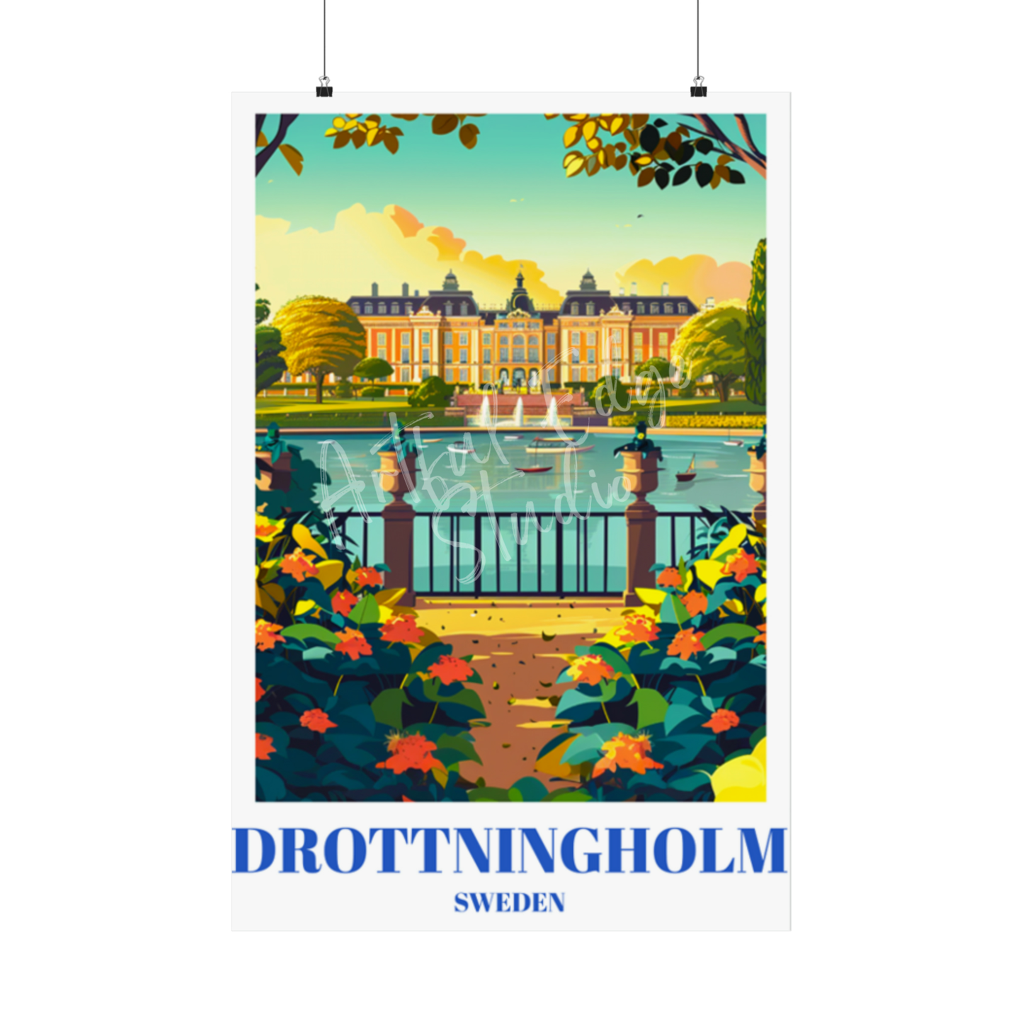 Travel Poster of Drottningholm Palace, Sweden - Historic Royal Residence Art Print