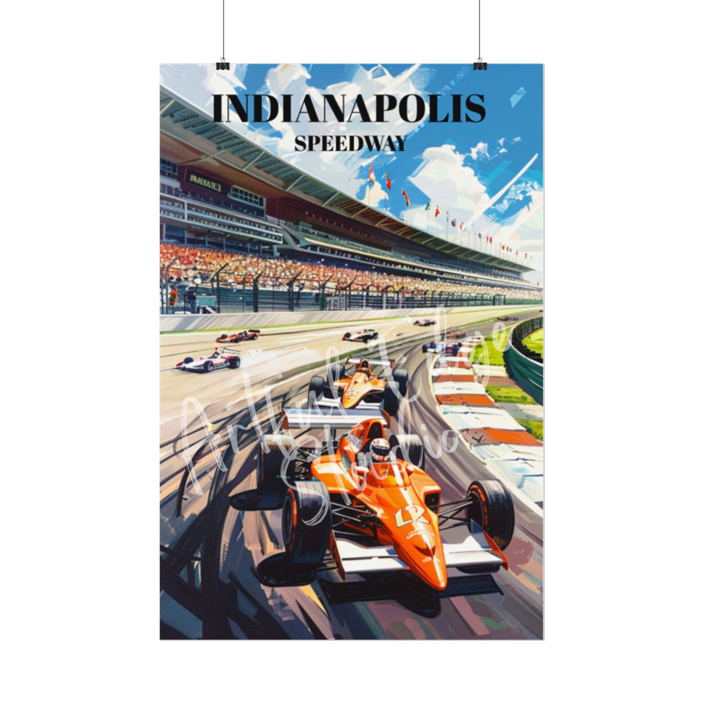 Indianapolis Speedway Racetrack Travel Poster. Indy-500 Wall Art