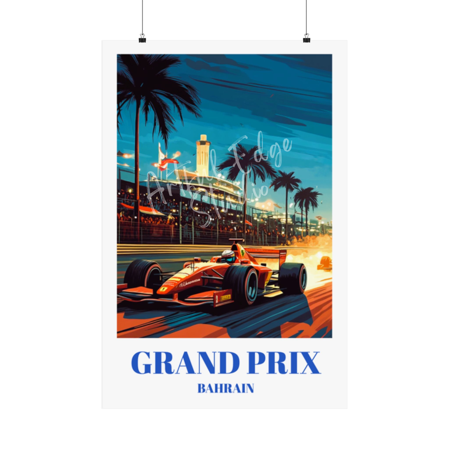 Bahrain Grand Prix Travel Poster, Sakhir Circuit Formula 1 Art Print