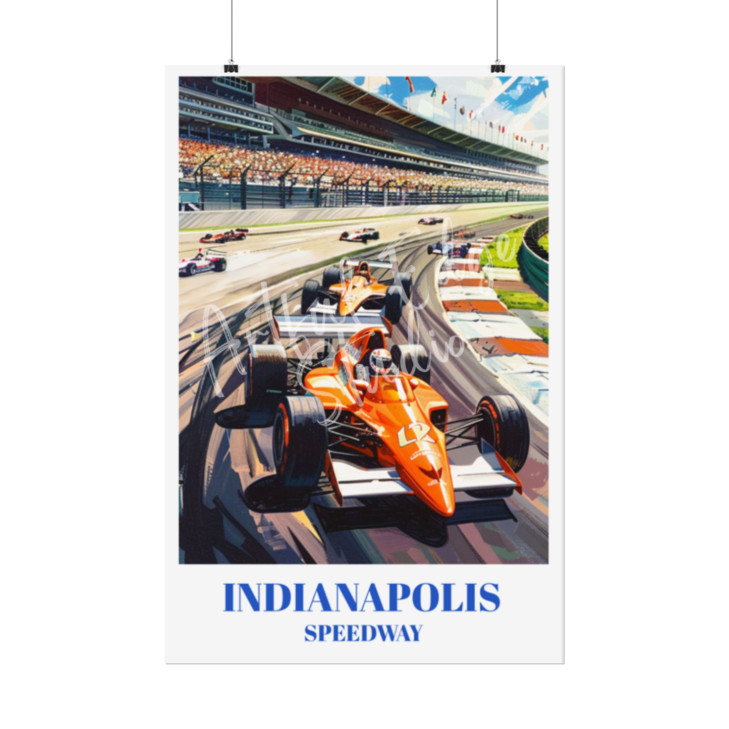 Indianapolis Racetrack Travel Poster. Indy 500 Wall Art, Indianapolis Speedway