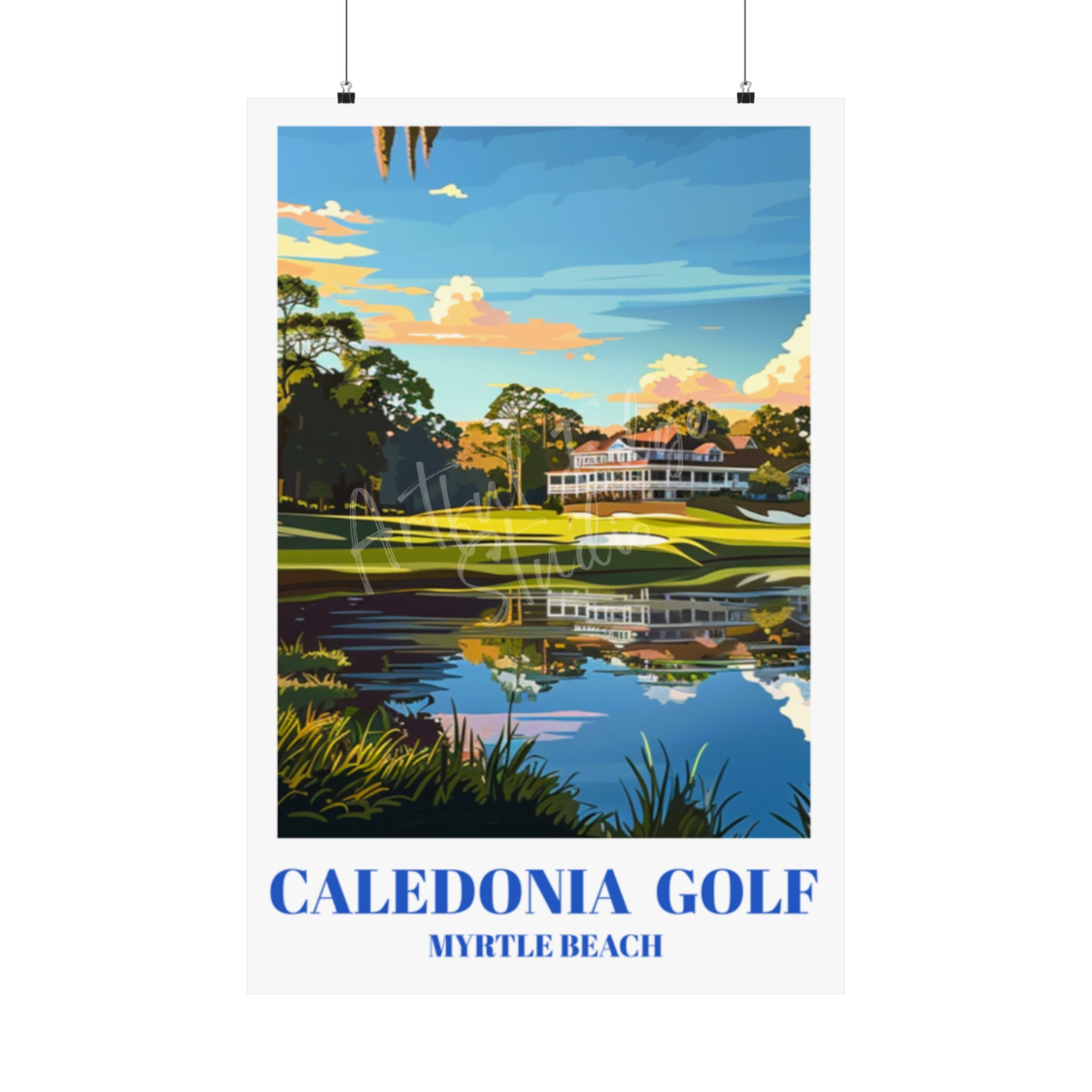 Myrtle Beach South Carolina Golf Course Travel Poster, Coastal Wall Art Decor Print