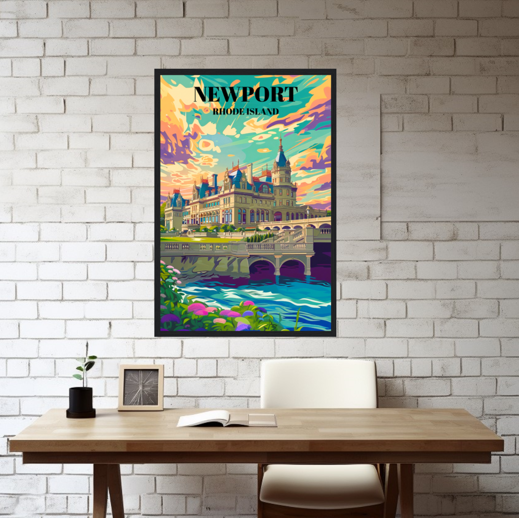 The Breakers, Newport Rhode Island Travel Poster, Gilded Age Mansion