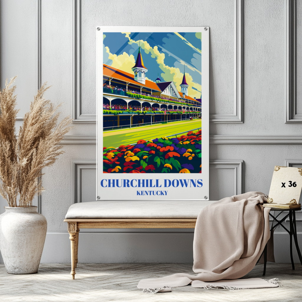 Acrylic Travel Poster of Churchill Downs, Louisville, Kentucky, Horse Racing Art