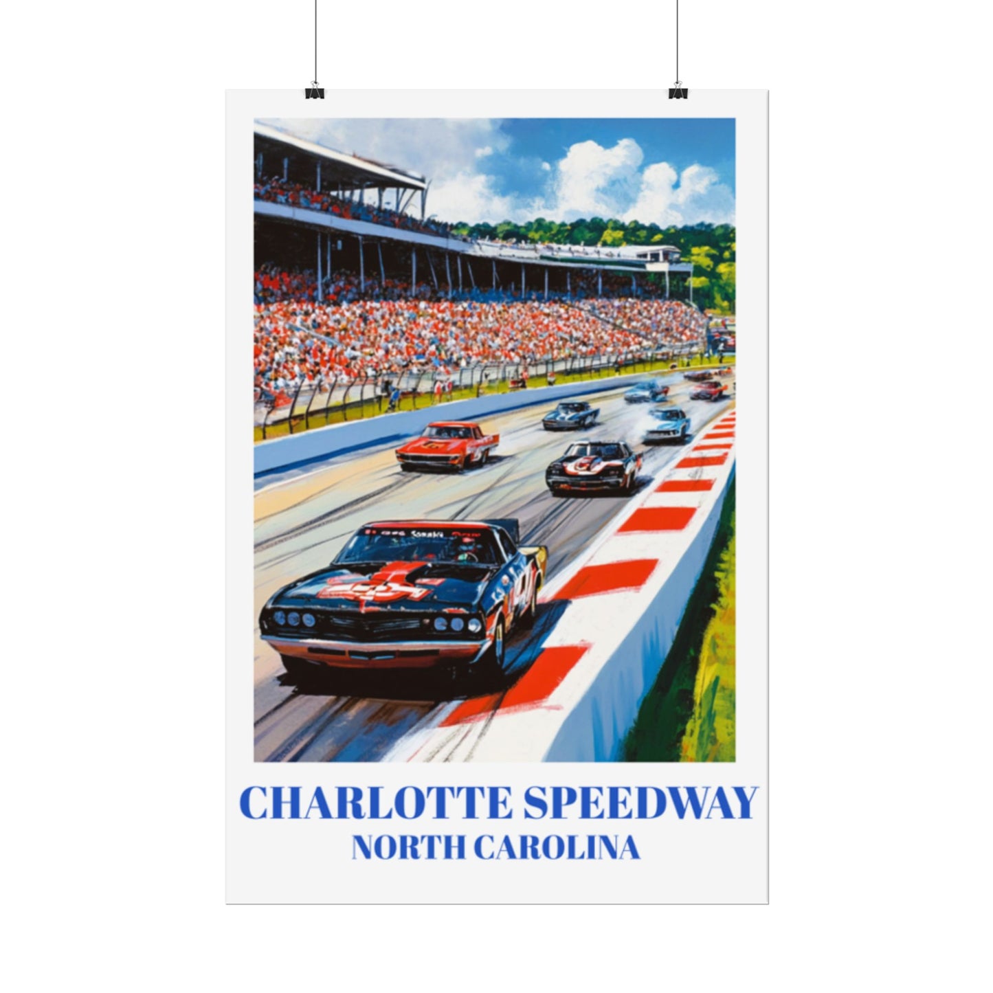 Charlotte Speedway Travel Poster. North Carolina Racing Print,