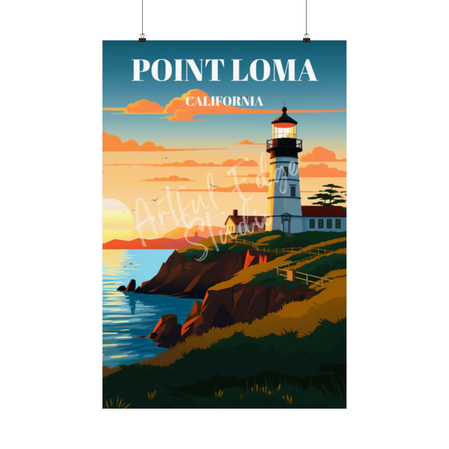 Point Loma Lighthouse Travel Poster Art Print - San Diego Coastal Wall Decor