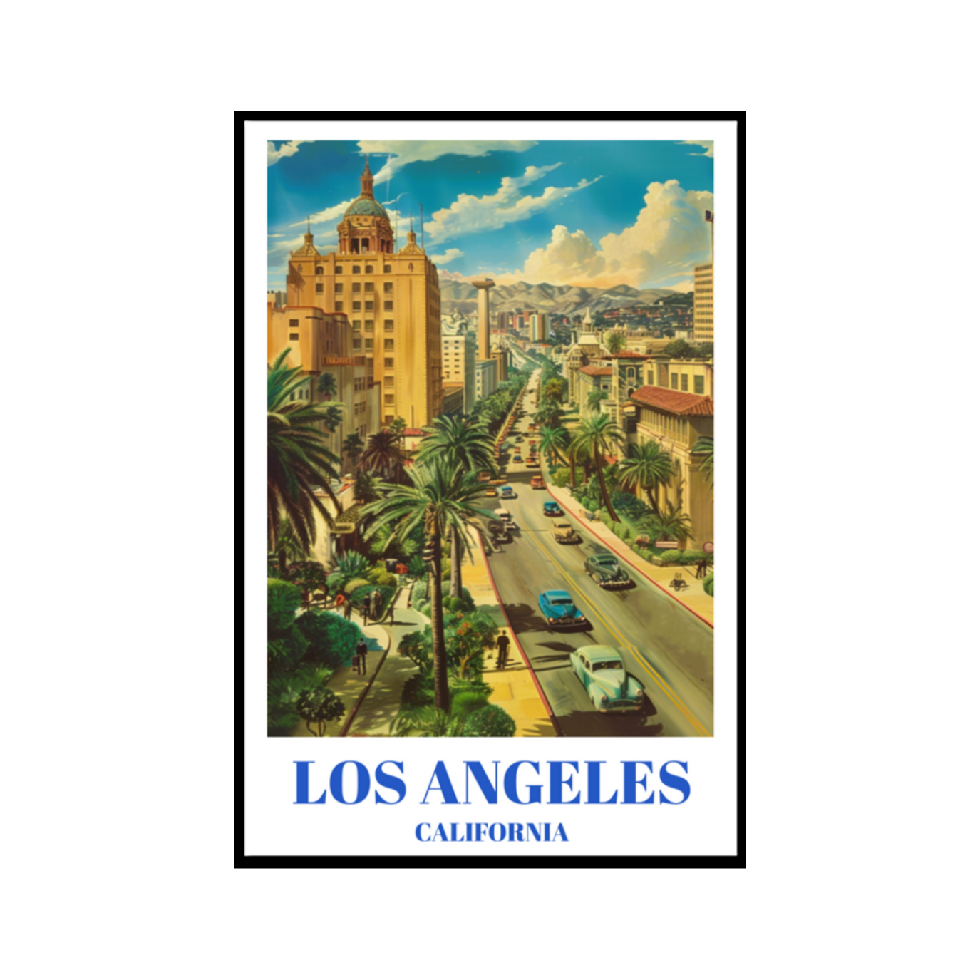1940s Los Angeles Travel Poster, Retro California Wall Art Print