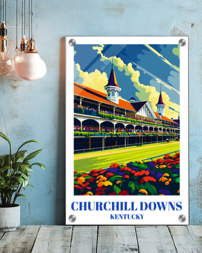 Acrylic Travel Poster of Churchill Downs, Louisville, Kentucky, Horse Racing Art