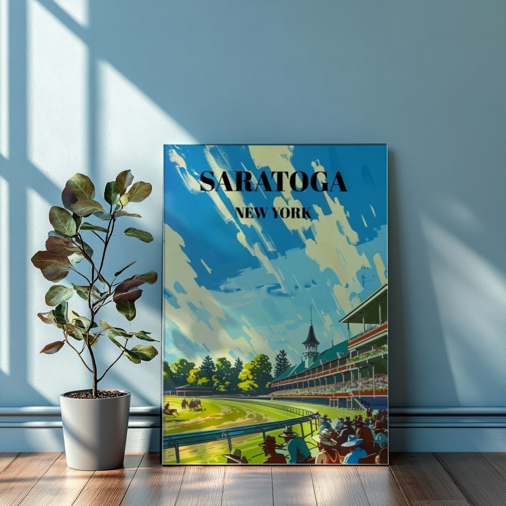 Saratoga Race Course Canvas Travel Poster Print - Horse Racing Art Decor
