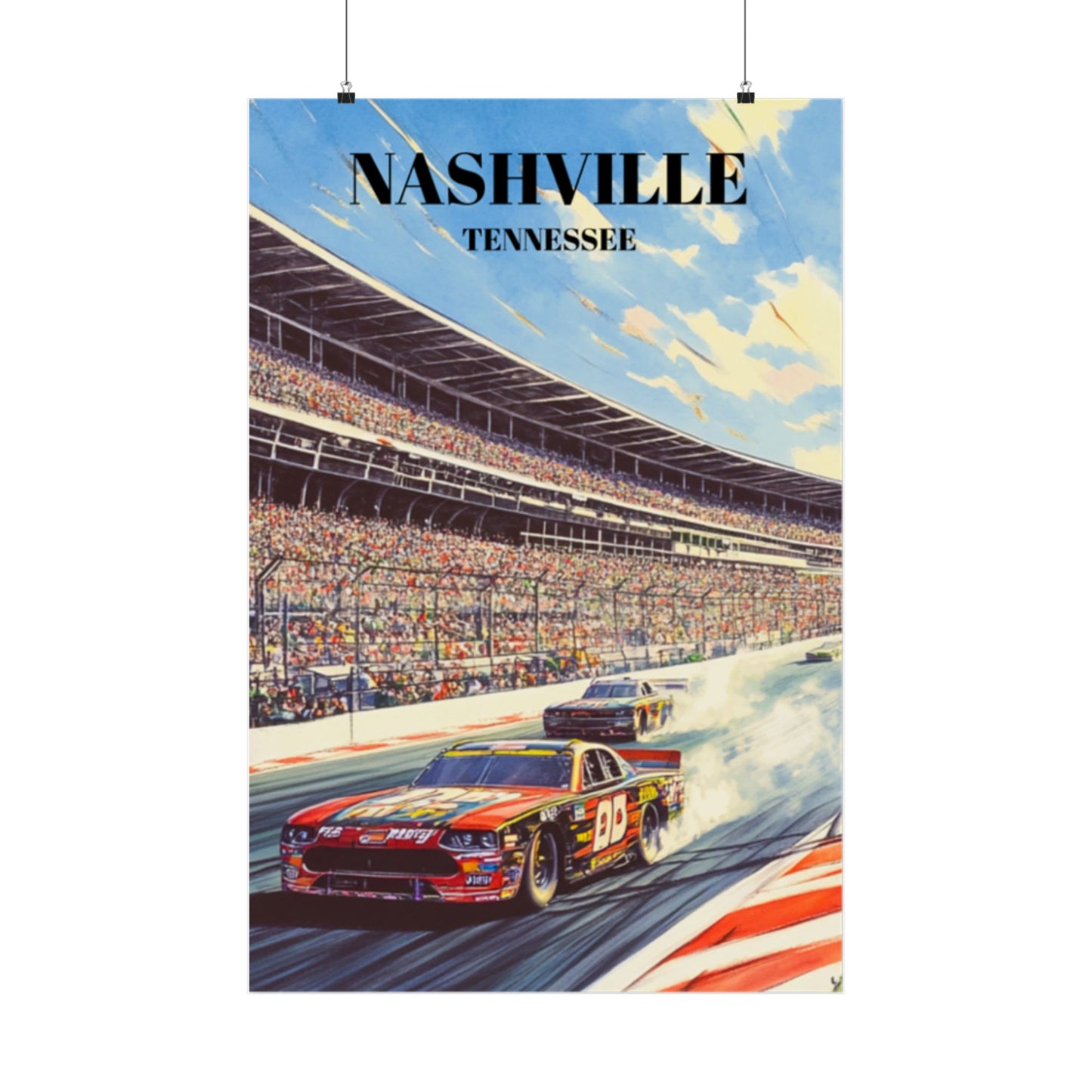 Nashville, Tennessee Superspeedway Travel Poster - Racing Wall Art, Motorsports Decor