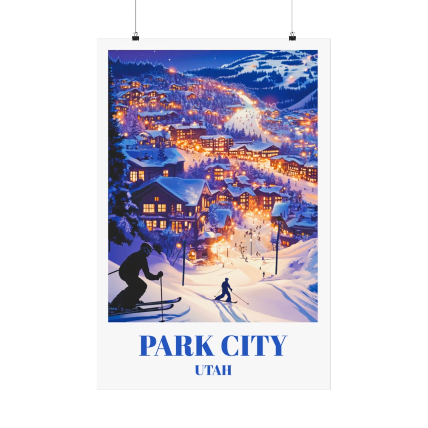 Park City Utah Travel Poster, Winter Ski Destination Wall Art Print