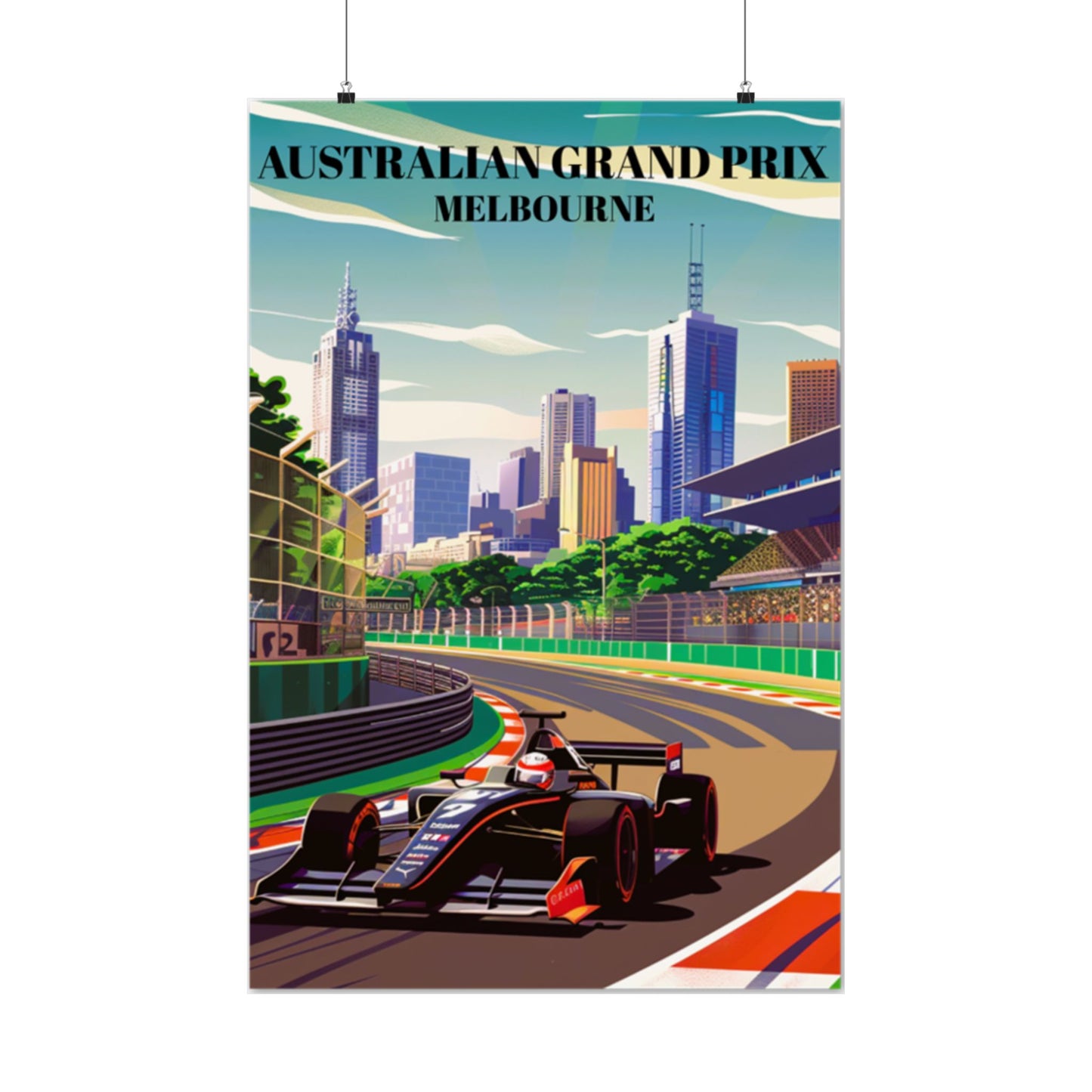 Australian Grand Prix Melbourne Circuit Travel Poster, Formula 1 Racing Wall Art