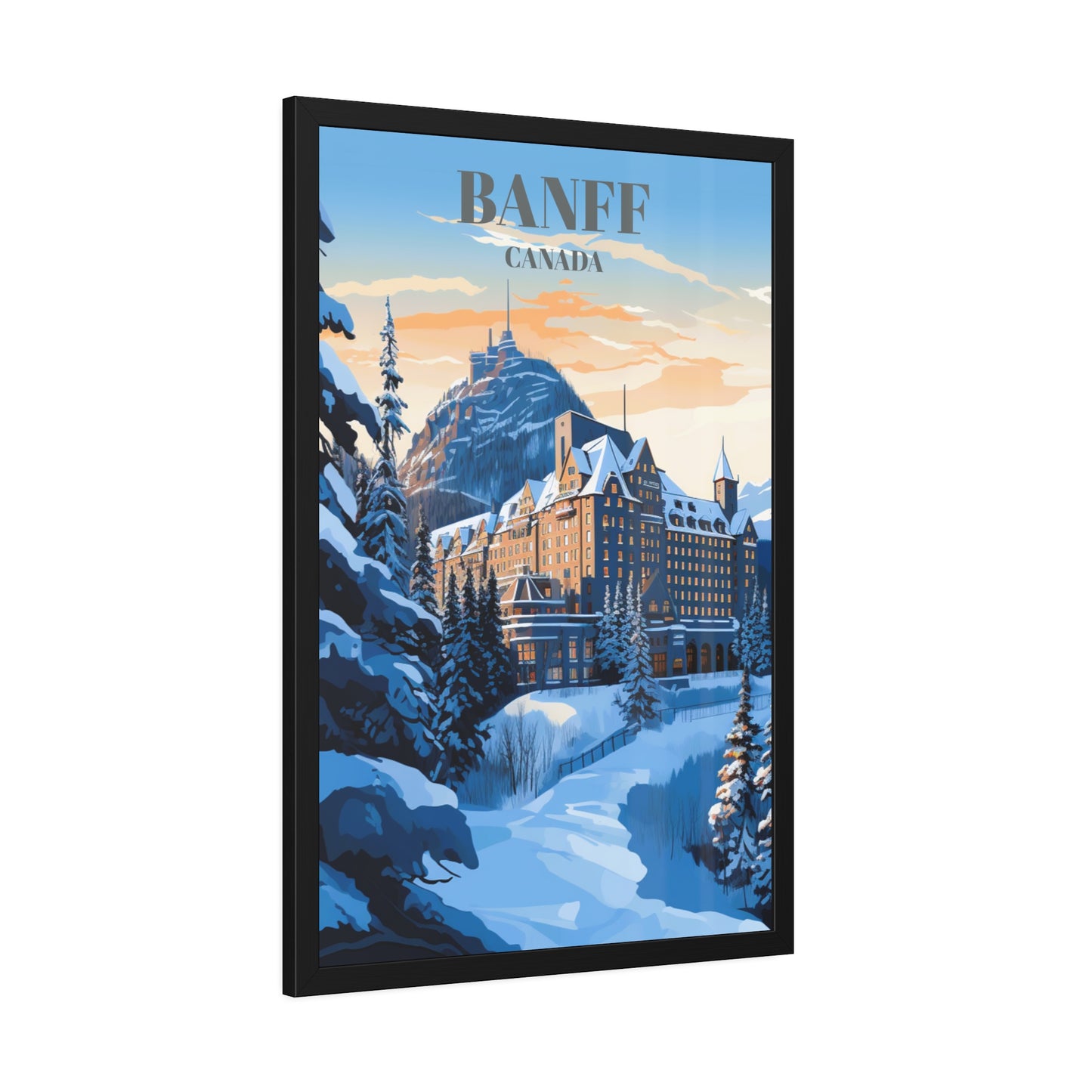 Fairmont Hotel in Banff, Canada Travel Poster - Banff National Park Wall Decor