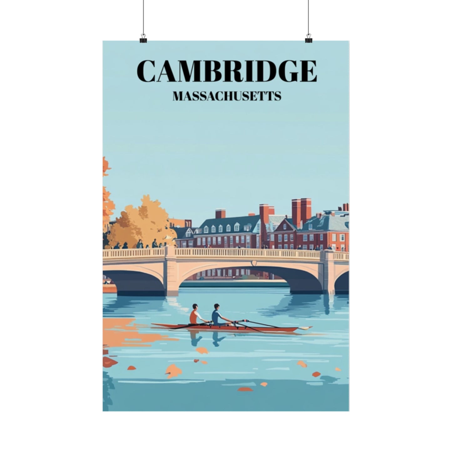 Cambridge Massachusetts Travel Poster, Harvard University Wall Art