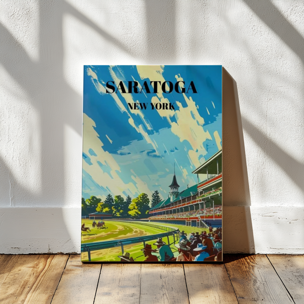 Saratoga Race Course Canvas Travel Poster Print - Horse Racing Art Decor