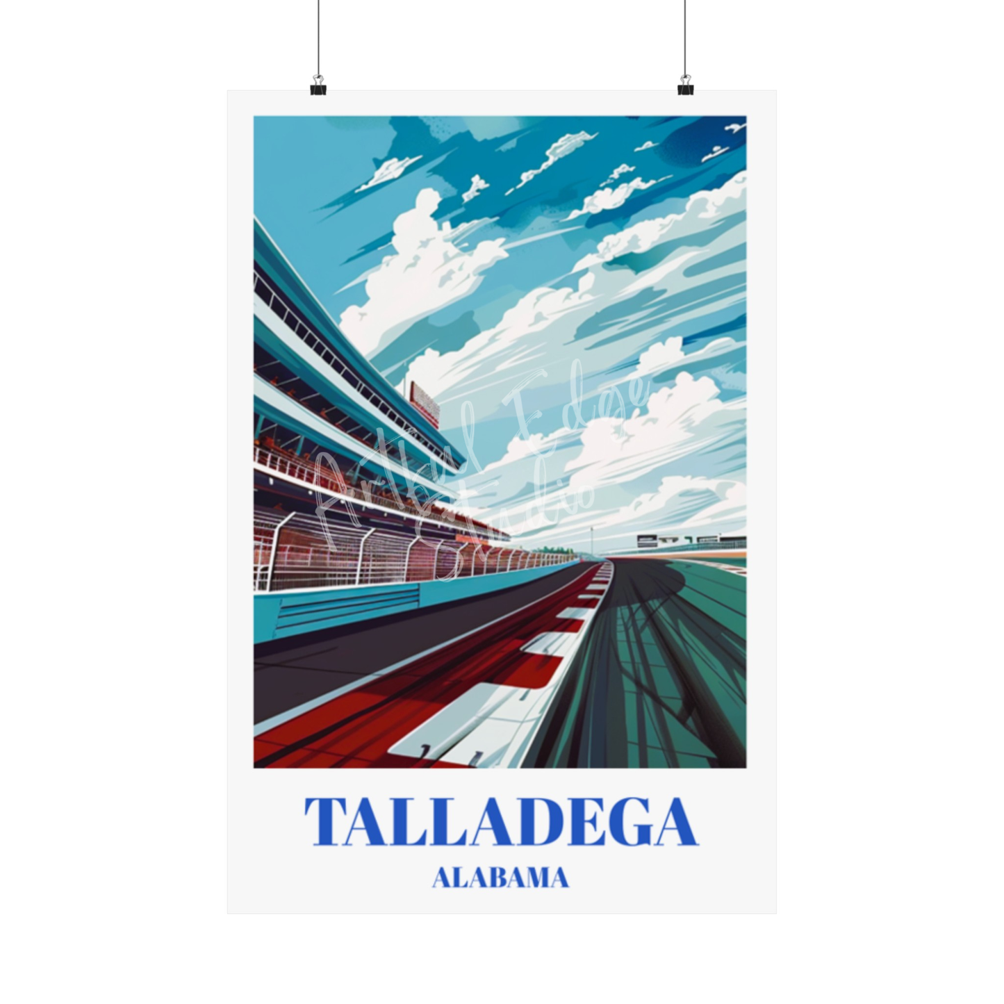 Talladega Superspeedway Travel Poster, NASCAR Racing Art Print