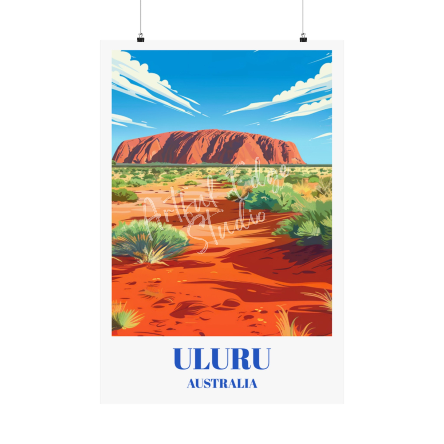 Travel Poster of Uluru (Ayers Rock) Australia - Iconic Red Centre Landscape Art Prin