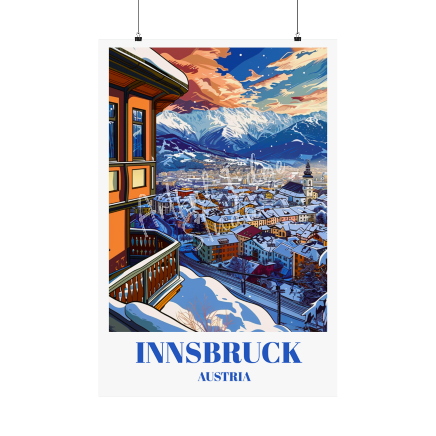 Travel Poster of Innsbruck, Austria - Alpine Charm, Old Town Architecture