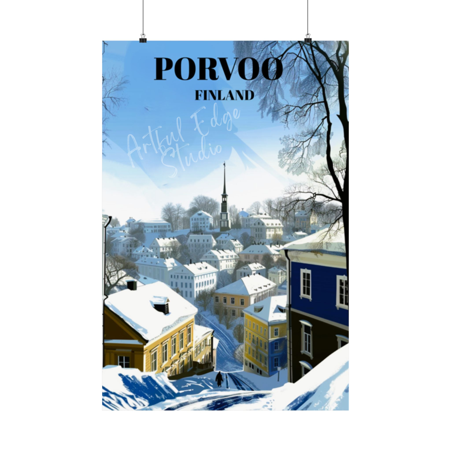 Porvoo, Finland, Charming Travel Poster Featuring Old Town