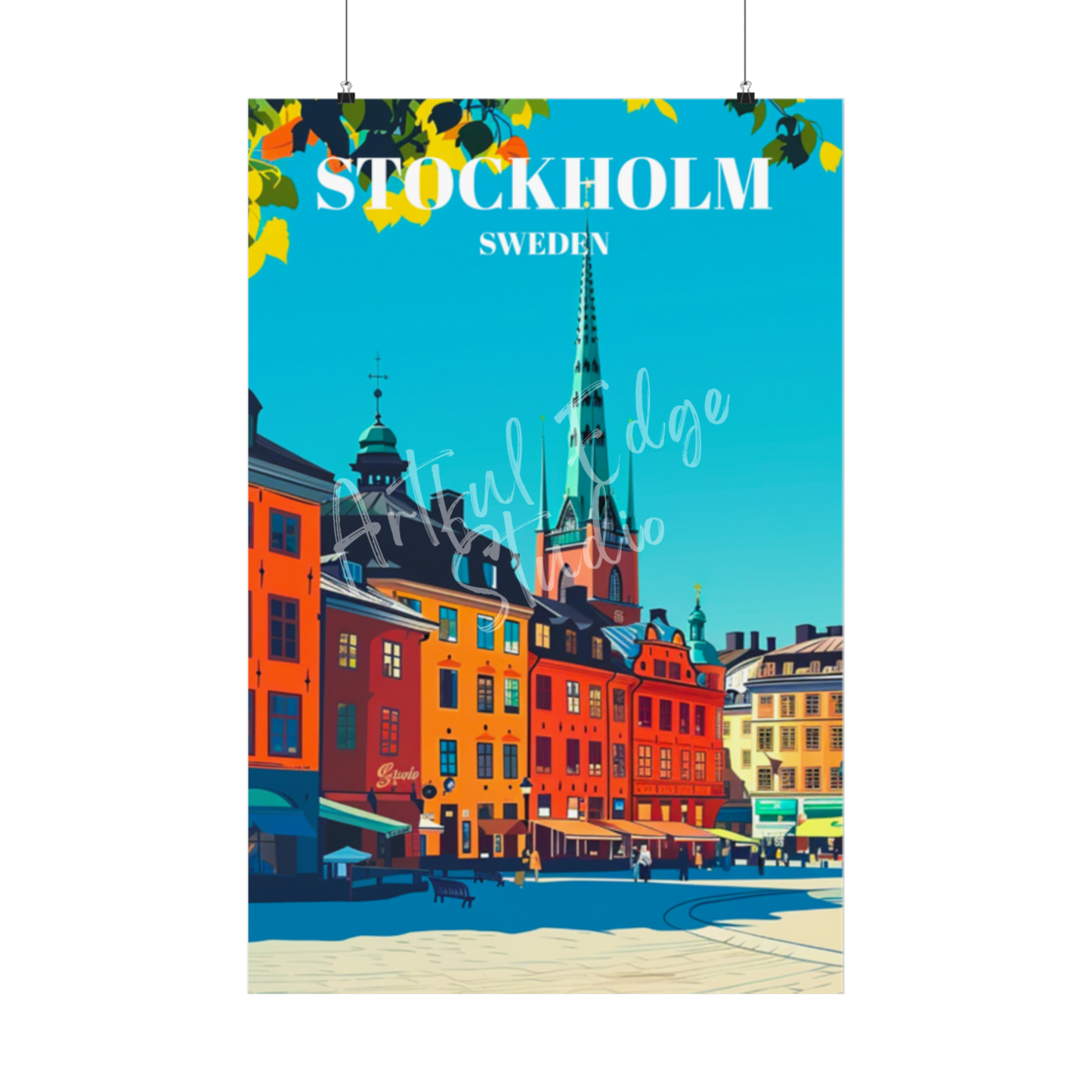 Travel Poster of Gamla Stan (Old Town) Stockholm, Sweden