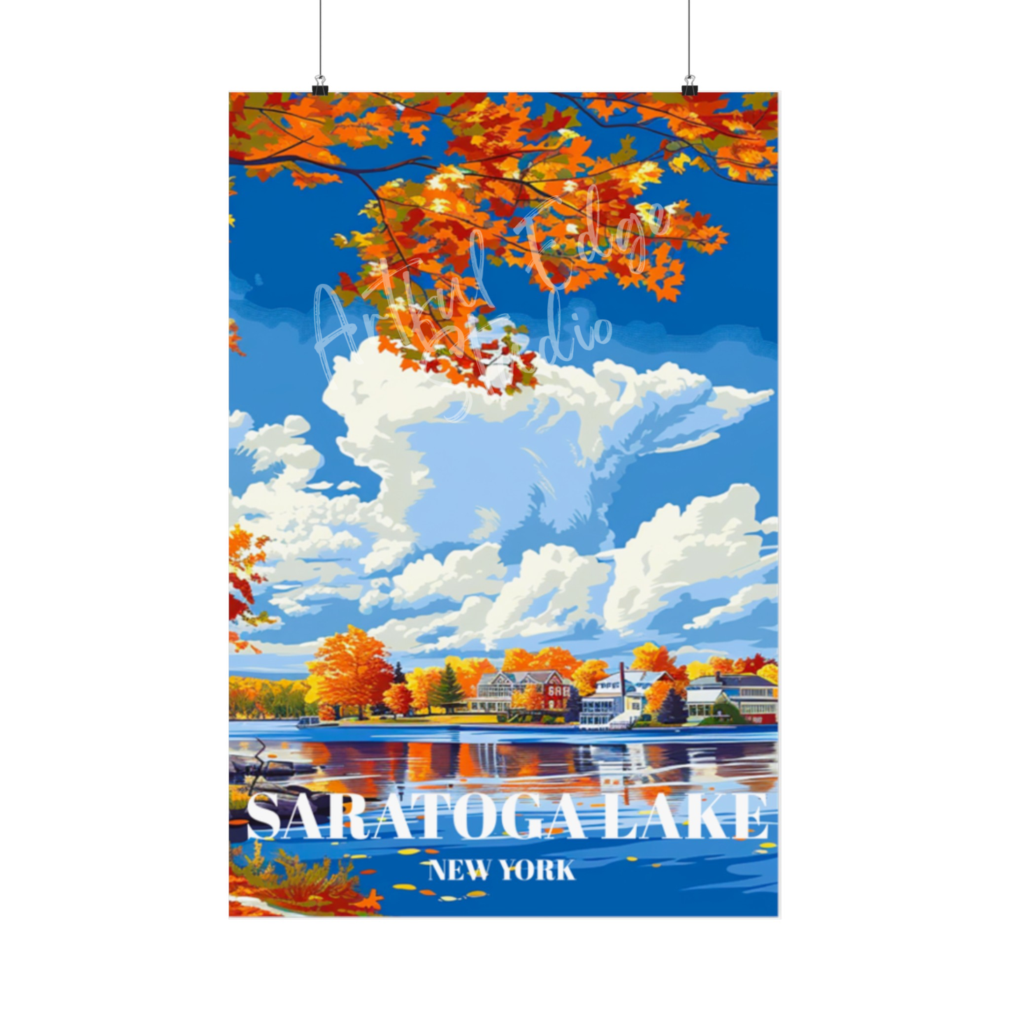 Scenic Saratoga Lake Travel Poster Print, Wall Art Decor for Home or Office
