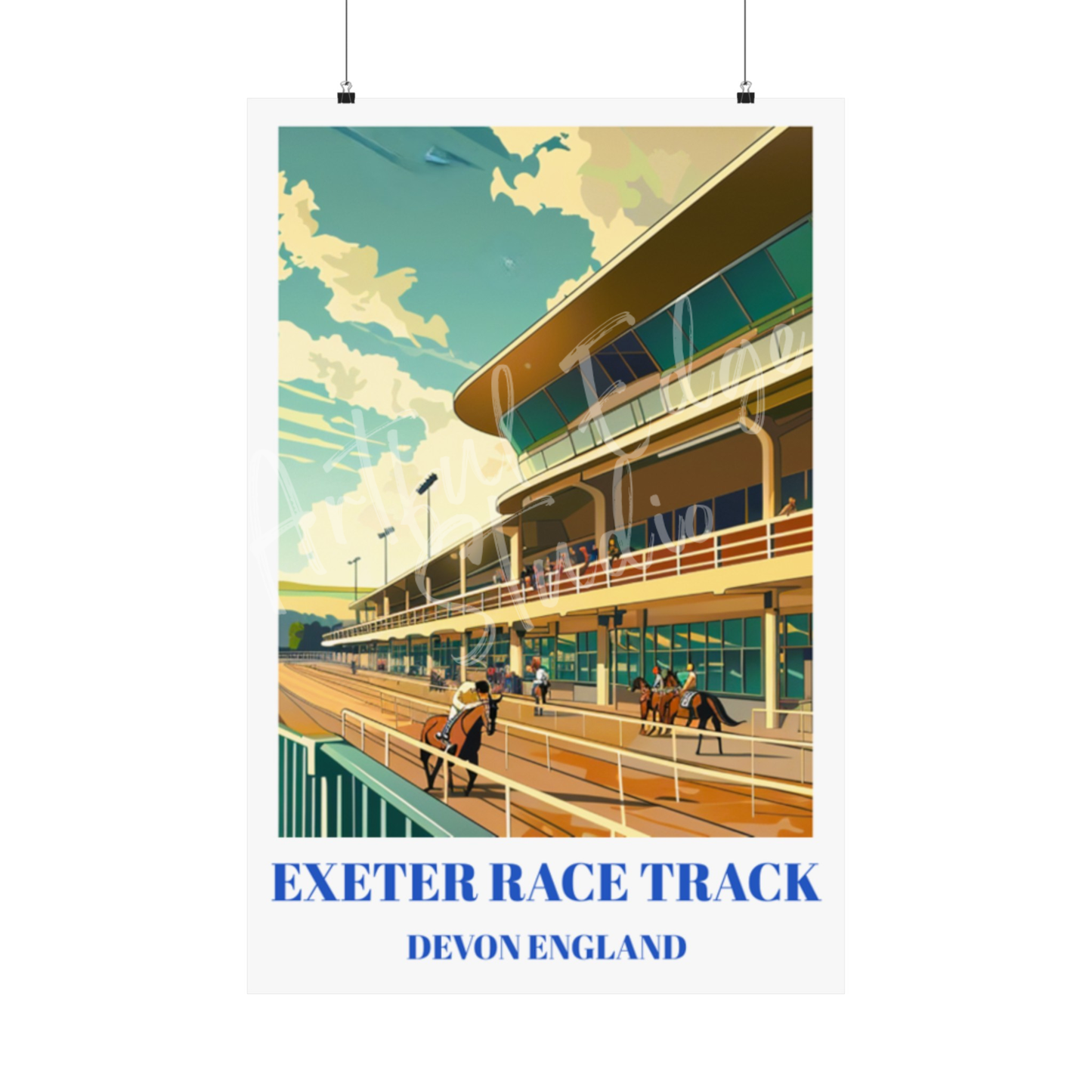 Exeter Horse Racing Track Poster, Devon, England Wall Art