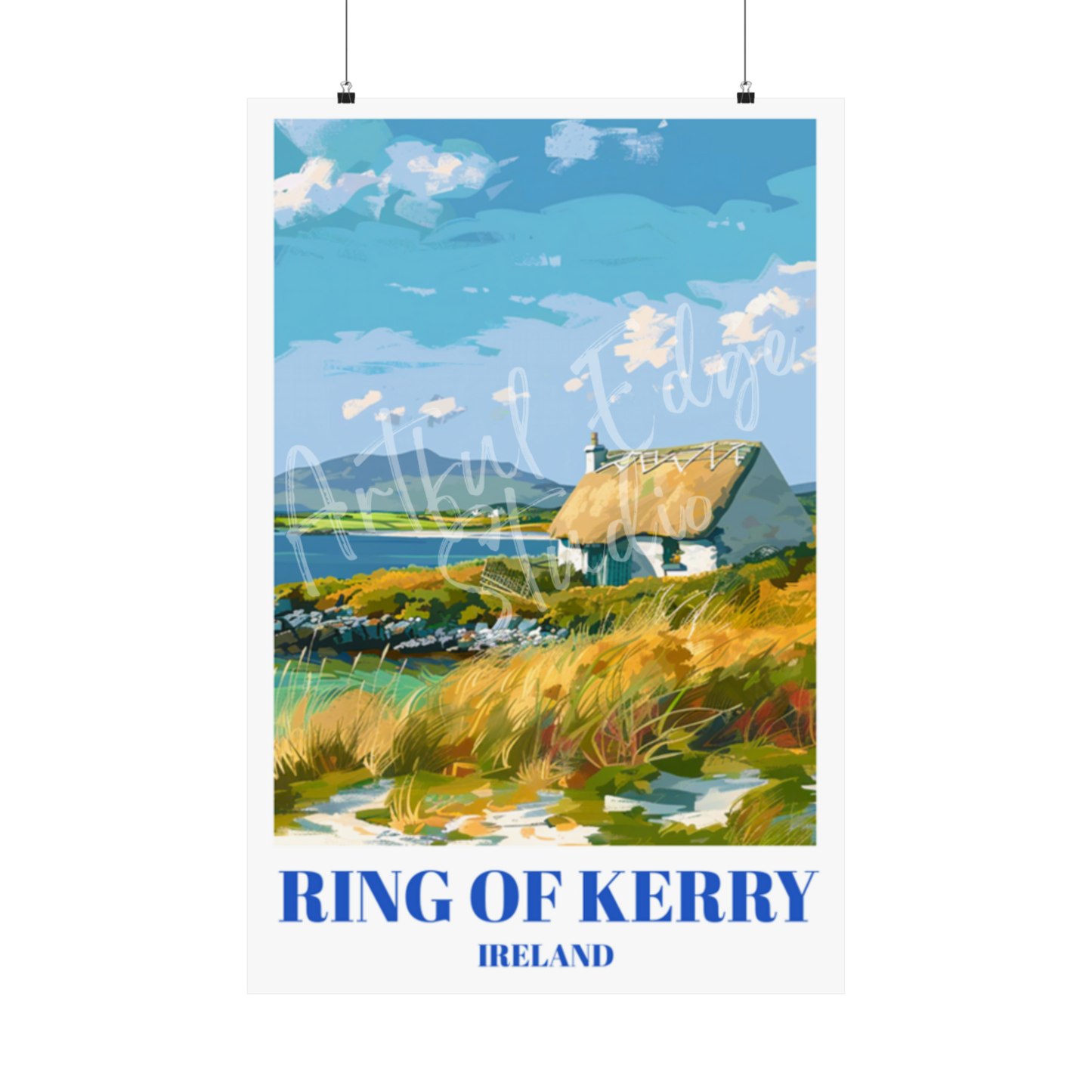 Ring of Kerry Ireland Travel Poster: Scenic Countryside Landscape Art Print