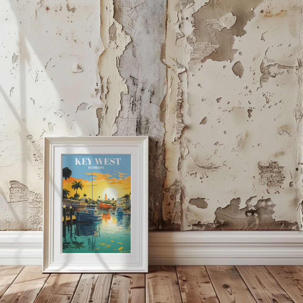 Key West Travel Print Wall Art, Key West Wall Travel Poster