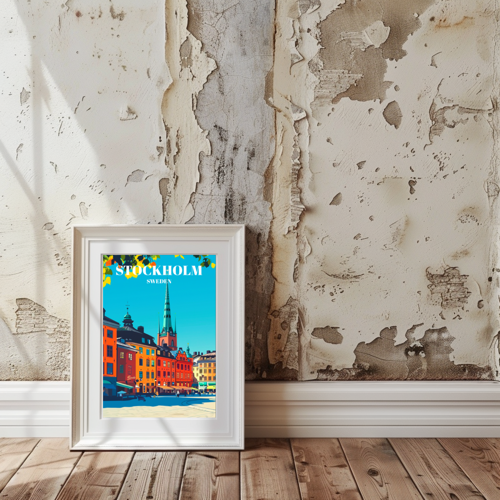 Travel Poster of Gamla Stan (Old Town) Stockholm, Sweden