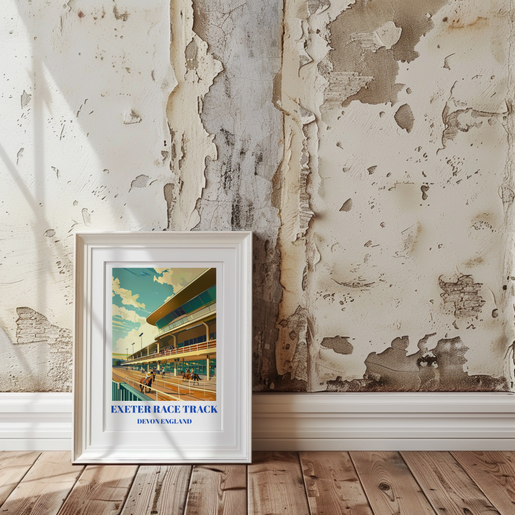 Exeter Horse Racing Track Poster, Devon, England Wall Art