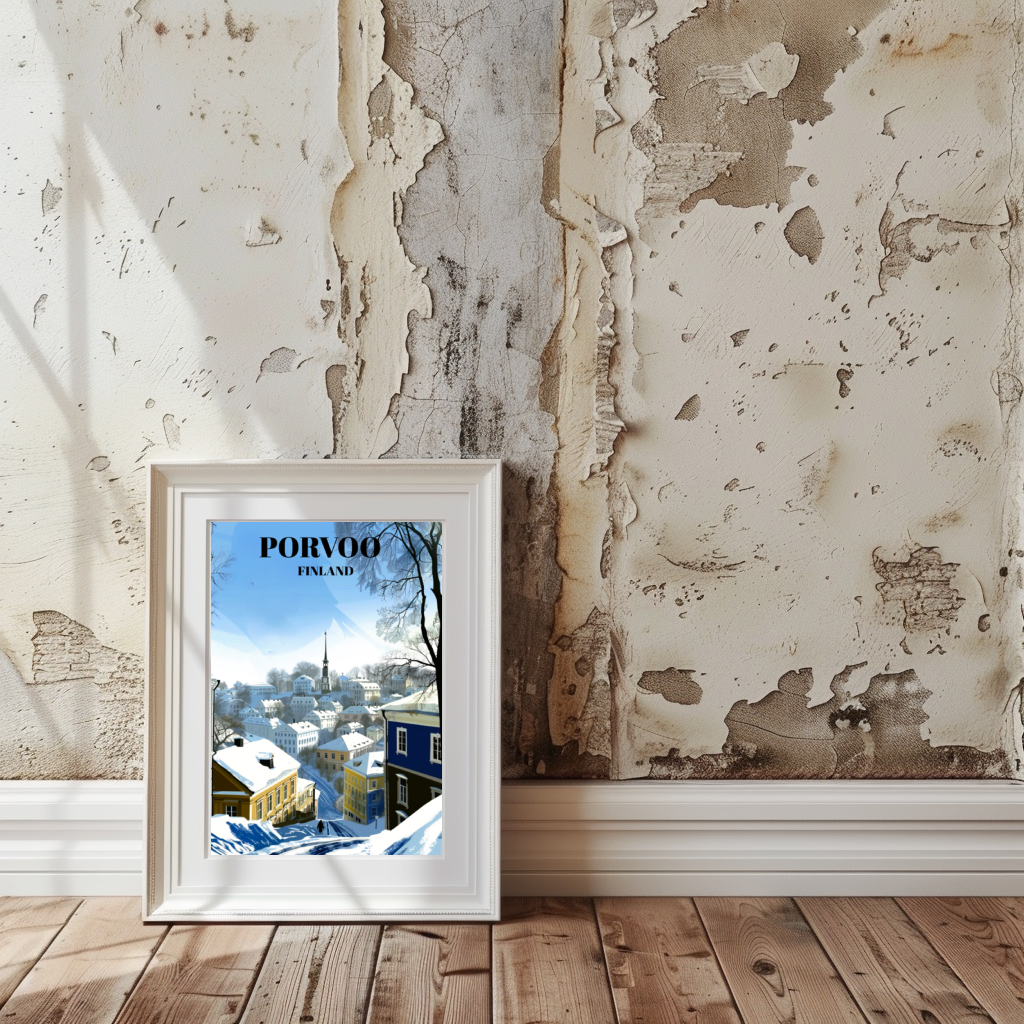 Porvoo, Finland, Charming Travel Poster Featuring Old Town