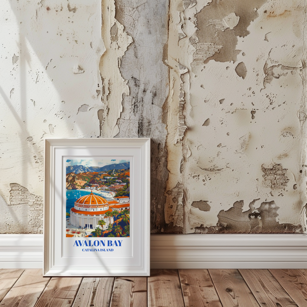 Stunning Avalon Bay, Catalina Island Travel Poster, Art Print of Catalina Island