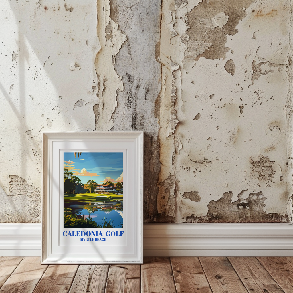Myrtle Beach South Carolina Golf Course Travel Poster, Coastal Wall Art Decor Print