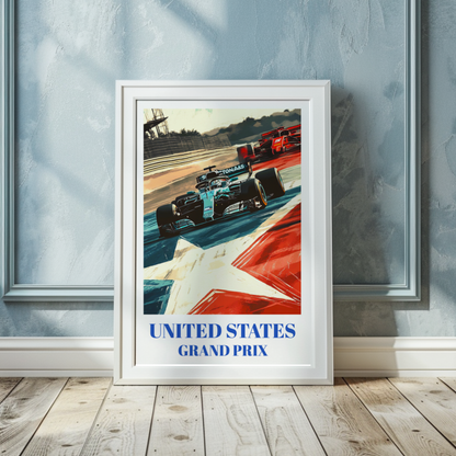 Grand Prix United States Travel Poster, Austin TX F1 Circuit of the Americas Art Print
