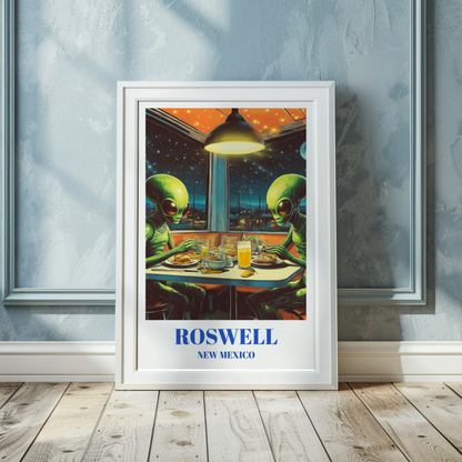 Roswell New Mexico Travel Poster, UFO Alien Art Print, Sci-Fi Wall Art