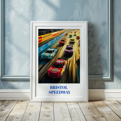 Bristol Motor Speedway Travel Poster, NASCAR Racing Art Print, Bristol, Tennessee Wall Decor,