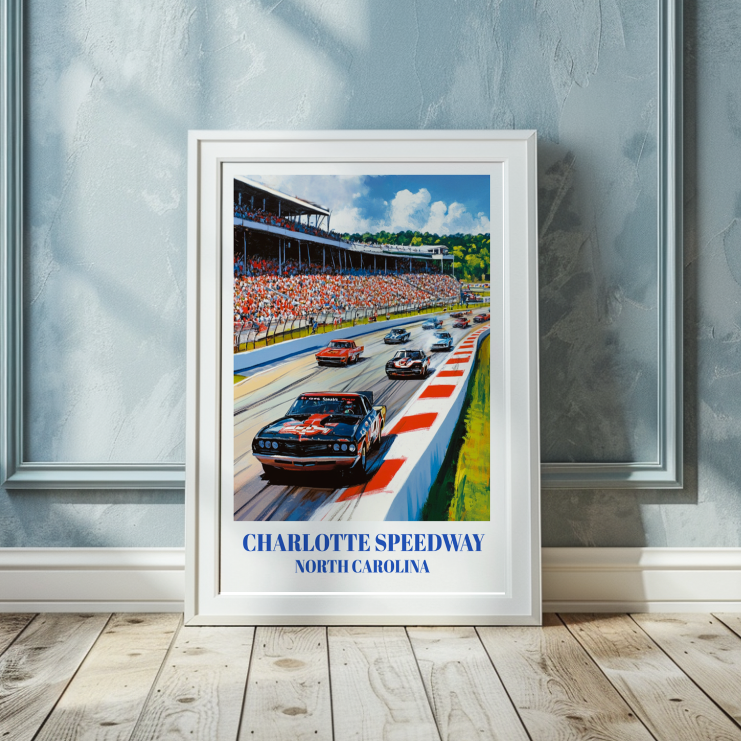 Charlotte Speedway Travel Poster. North Carolina Racing Print,