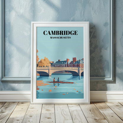 Cambridge Massachusetts Travel Poster, Harvard University Wall Art
