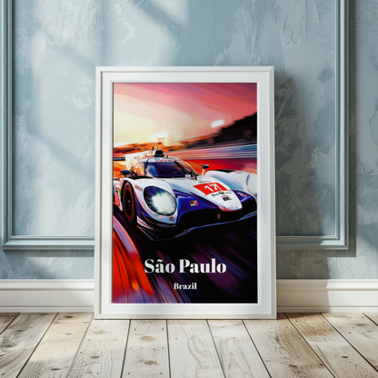 6 Hours of São Paulo Interlagos Circuit Travel Poster, Brazil Motorsport Racing