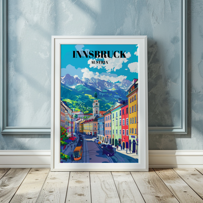 Innsbruck, Austria Travel Poster: Alpine Landscapes, Historic Architecture
