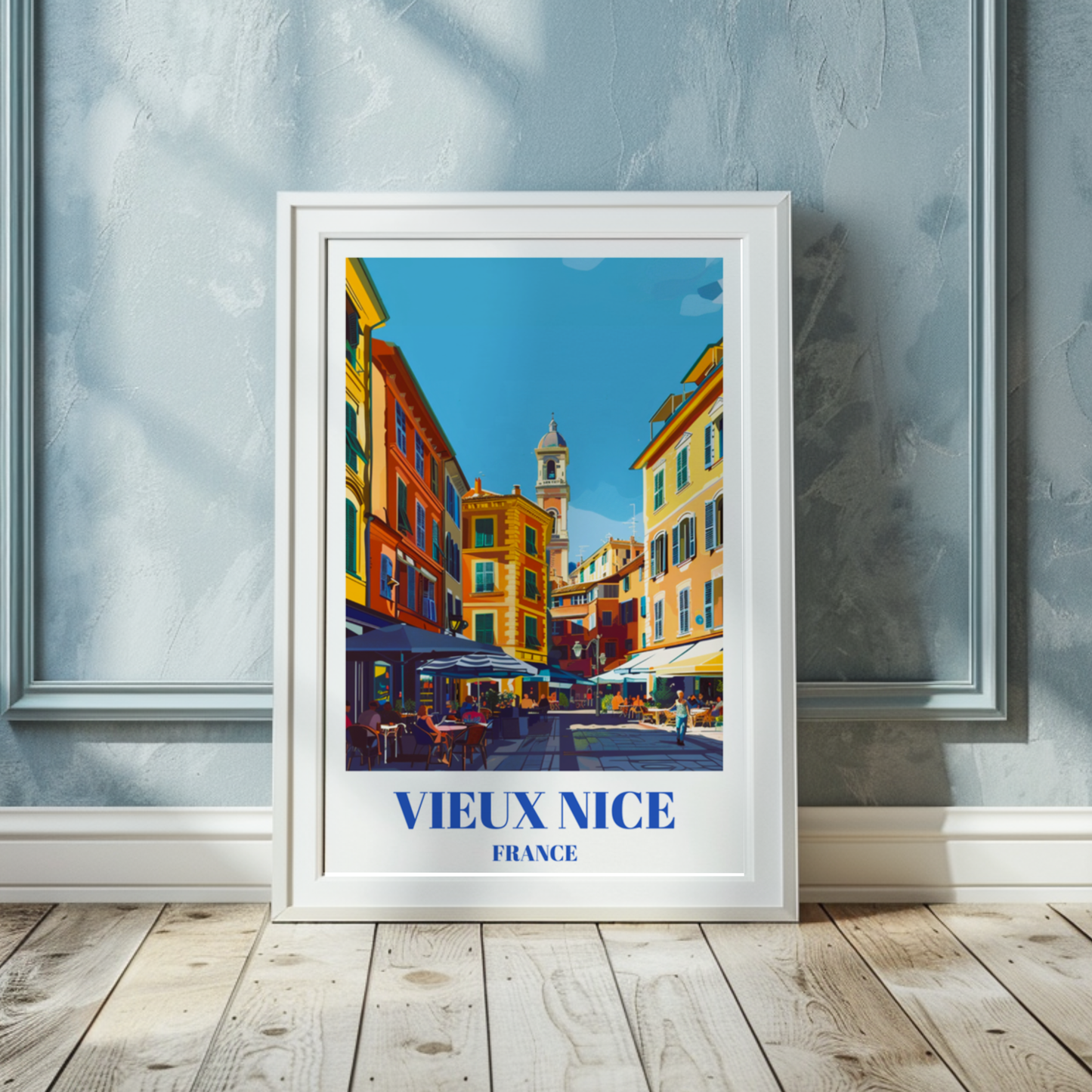 Old Town Vieux Nice France Travel Poster, Mediterranean Coastal Art