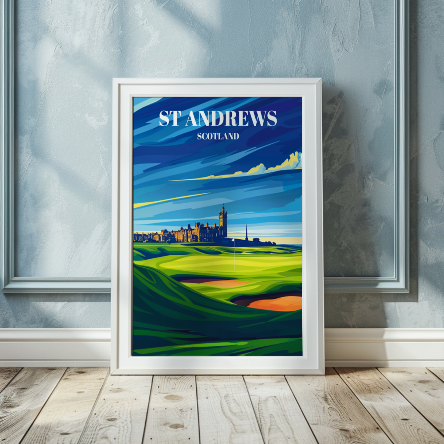 St. Andrews Links Scotland Travel Poster Print, Historic Golf Course Art Decor