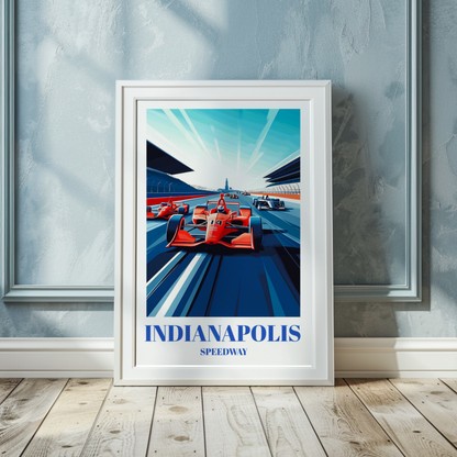 Indianapolis 500 Raceway Travel Poster, Indy Race Track Wall Art