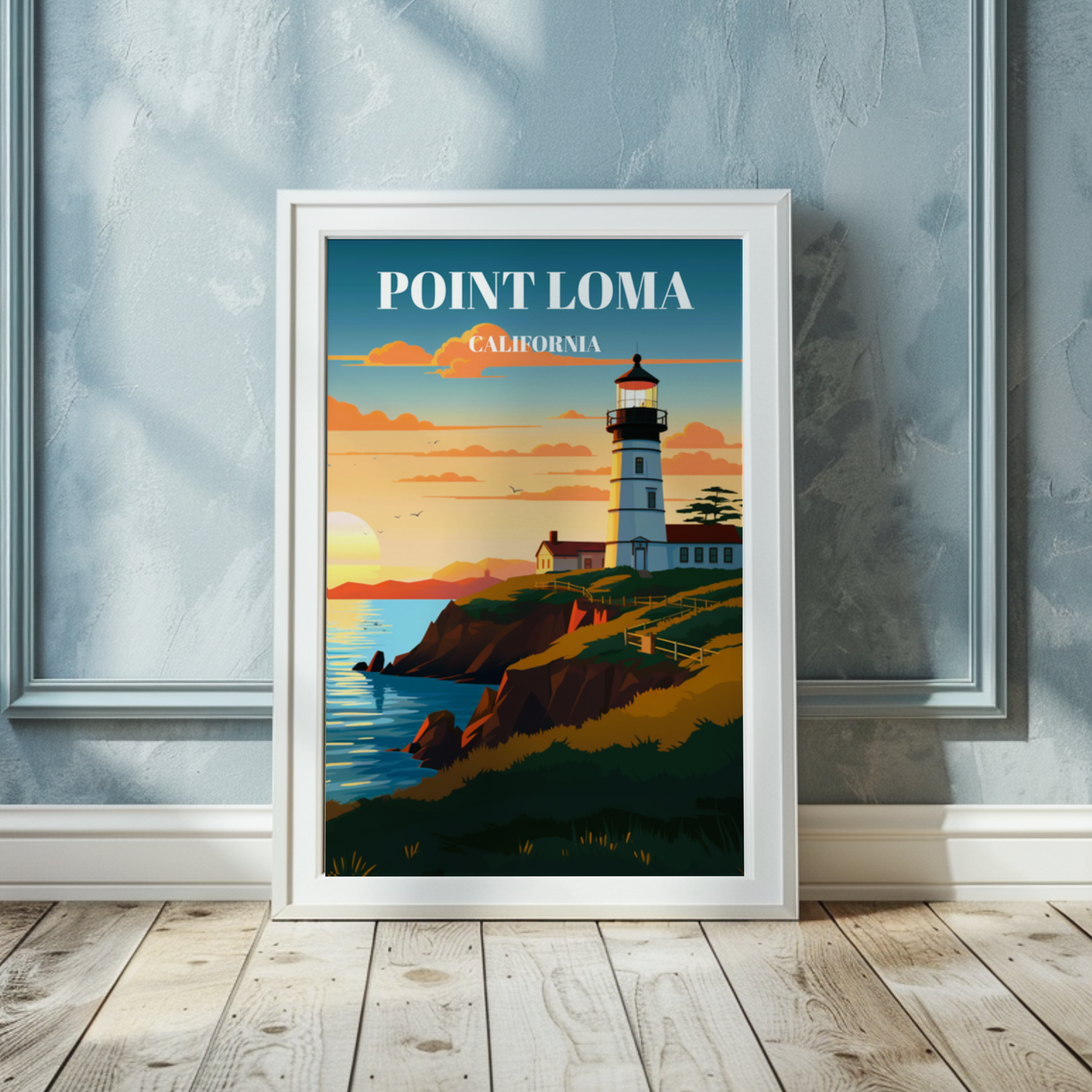 Point Loma Lighthouse Travel Poster Art Print - San Diego Coastal Wall Decor