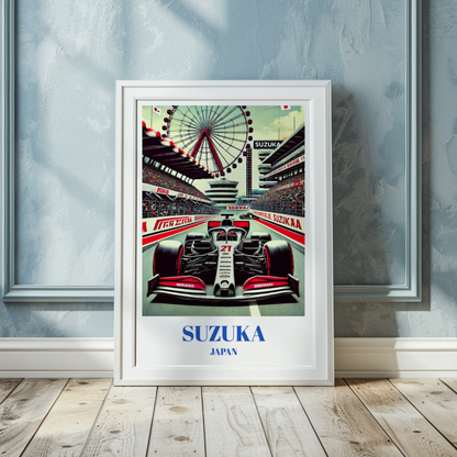 Japanese Grand Prix Travel Poster, Suzuka Circuit F1 Wall Art, Racing Decor