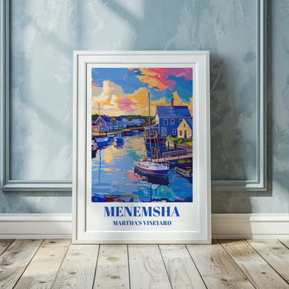 Menemsha Martha's Vineyard Travel Poster, Coastal Wall Art