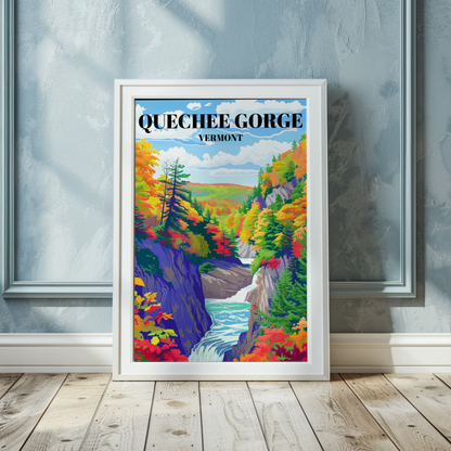 Quechee Gorge Vermont Travel Poster, Scenic Nature Landscape
