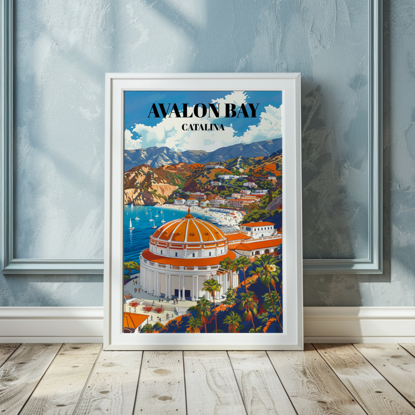 Avalon Bay, Catalina Island Travel Poster, Scenic California Coastline Art Print